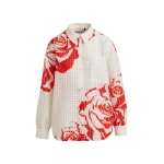 Off-white and orange oversized sheer printed shirt