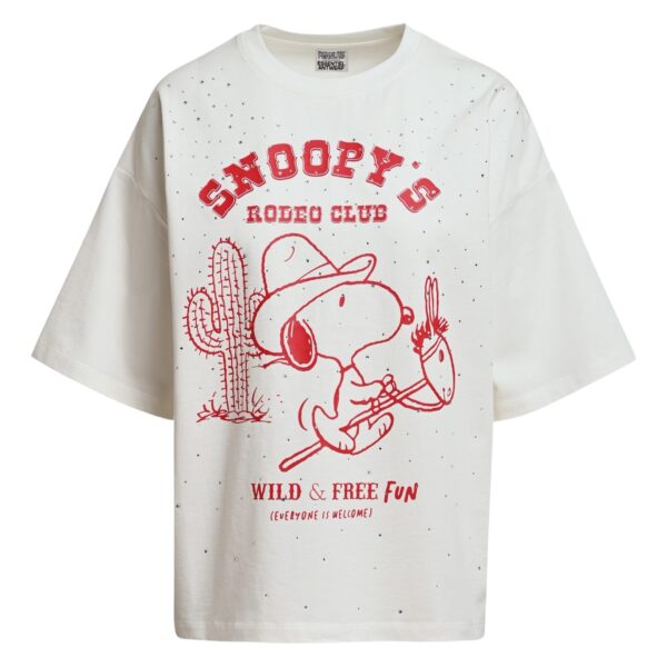 Off-white and red Peanuts™ Snoopy rhinestone-embellished T-shirt