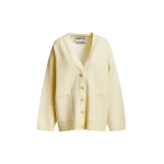 Off-white knit cardigan with tonal flower buttons