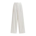 Off-white organic cotton wide-leg pants