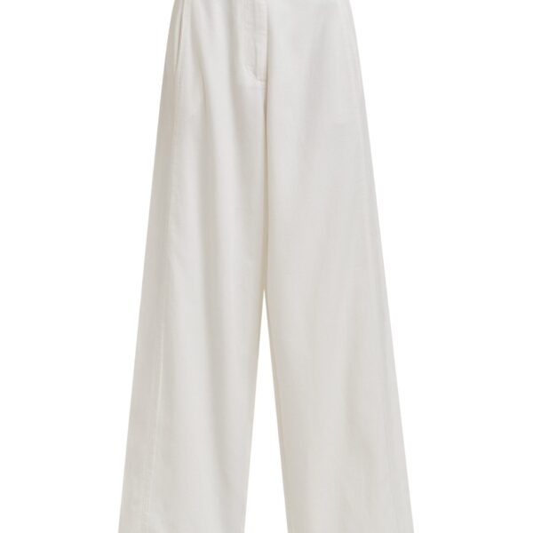 Off-white organic cotton wide-leg pants