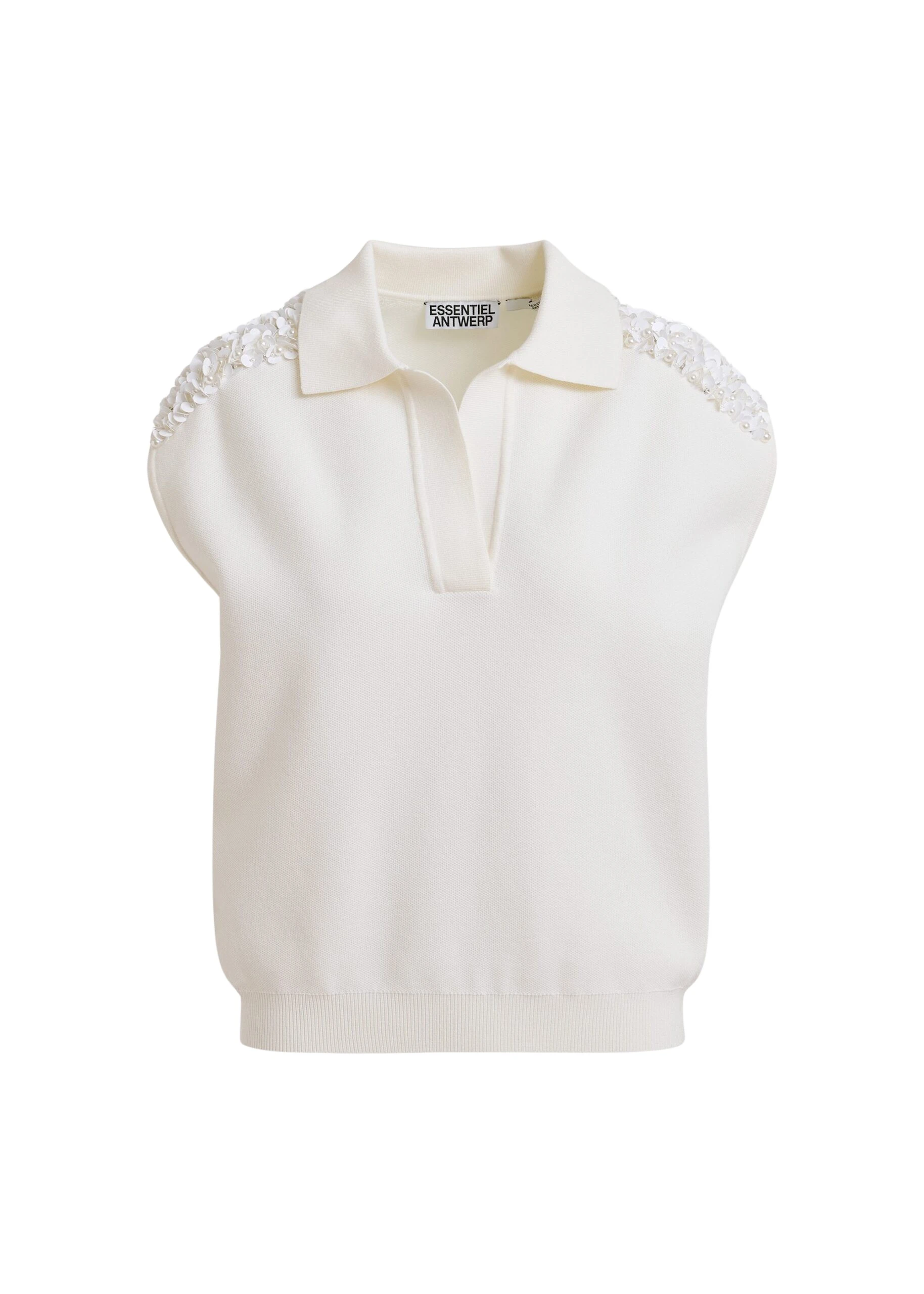 Essentiel-Antwerp-Off-white-sleeveless-polo-with-embellished-shoulders-scaled34331_nobg Off-white sleeveless polo with embellished shoulders
