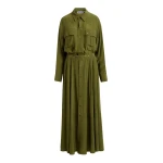 Olive green oversized playsuit with overlay maxi skirt