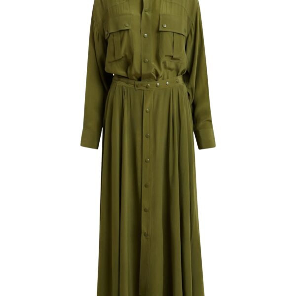 Olive green oversized playsuit with overlay maxi skirt