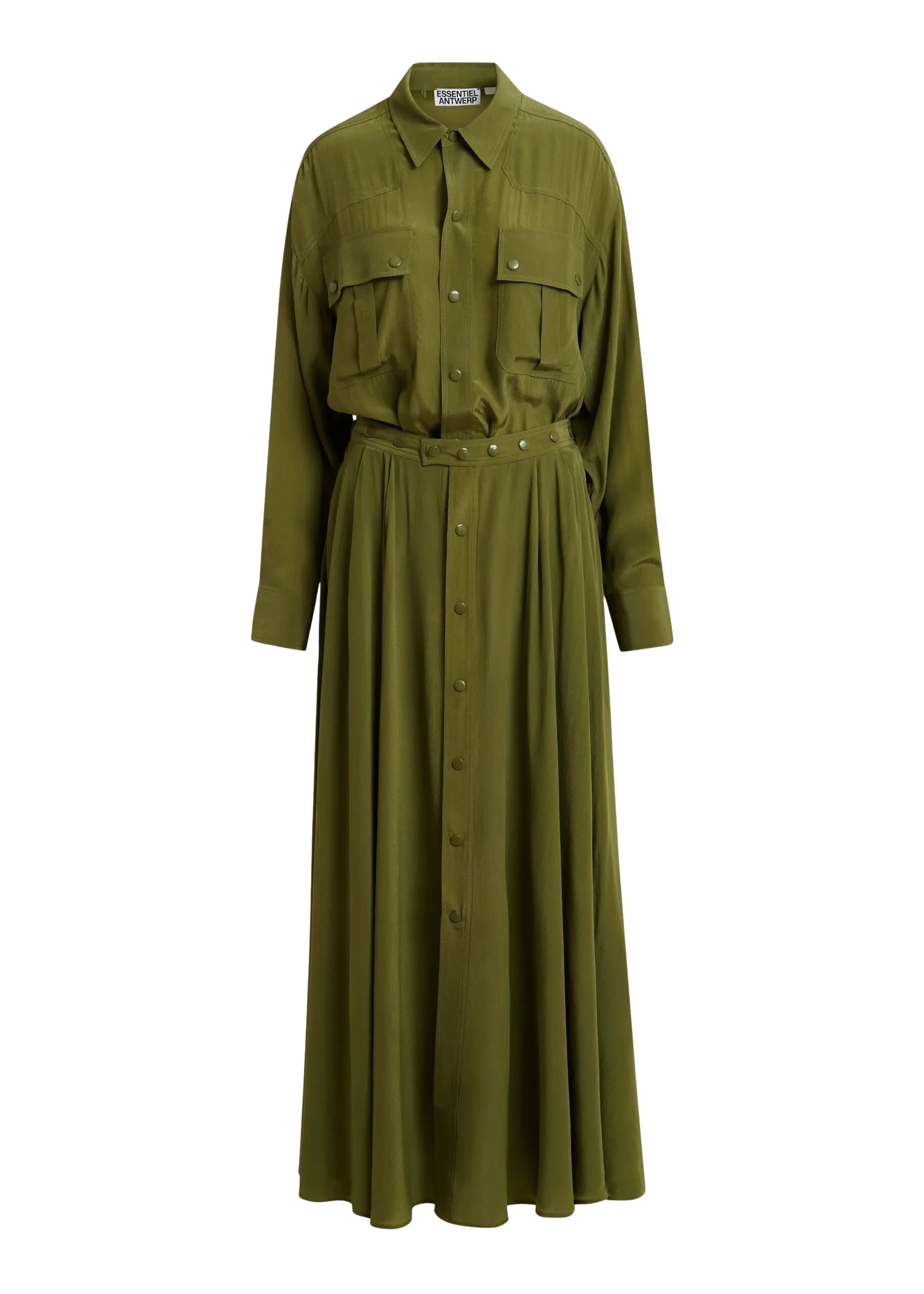 Essentiel-Antwerp-Olive-green-oversized-playsuit-with-overlay-maxi-skirt-scaled68915_nobg Olive green oversized playsuit with overlay maxi skirt