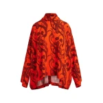 Orange and black oversized paisley print top with high neck