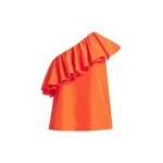 Orange asymmetric ruffle top