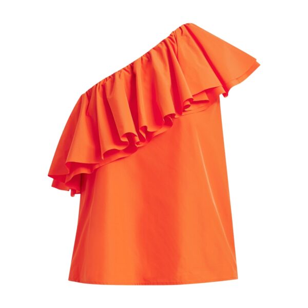 Orange asymmetric ruffle top