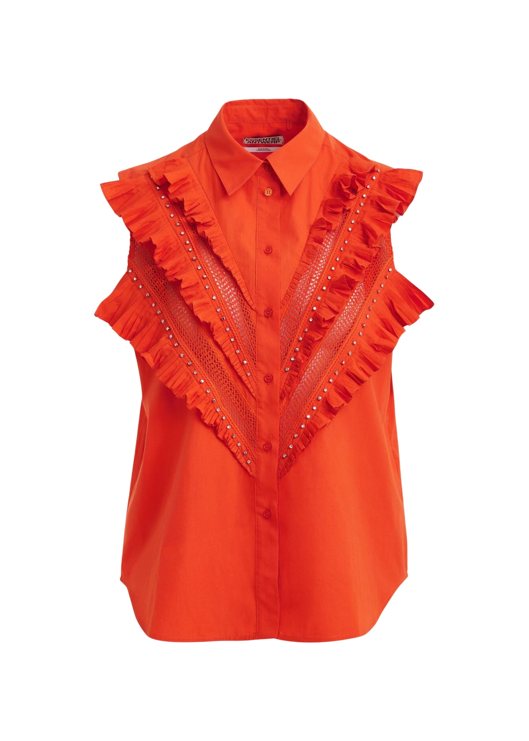 Essentiel-Antwerp-Orange-embellished-sleeveless-cotton-shirt-with-ruffle-details-scaled85072_nobg Orange embellished sleeveless cotton shirt with ruffle details