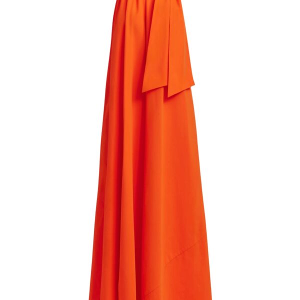 Orange high neck maxi dress with knot detail