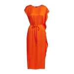 Orange midi dress with ruffle details