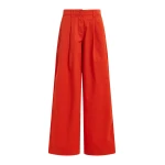 Orange pleated wide-leg pants