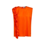Orange sleeveless top with ruffle detail
