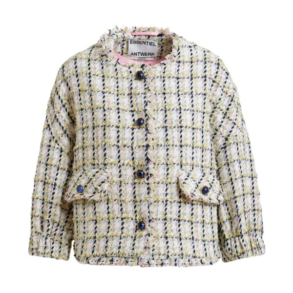 Oversized bouclé jacket with trim detailing
