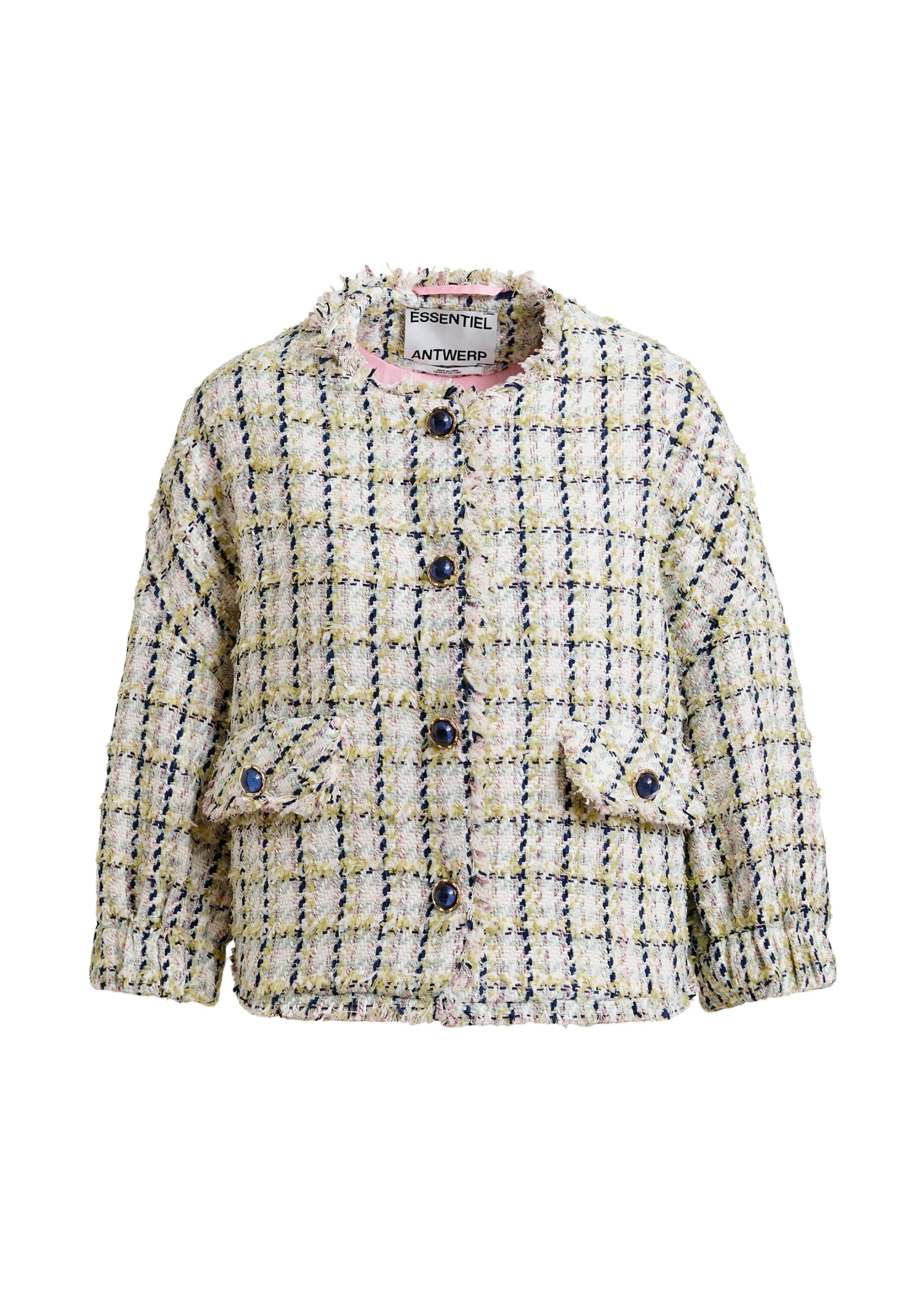 Oversized bouclé jacket with trim detailing