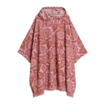 Pink and brown floral jacquard cotton-blend midi dress with hood
