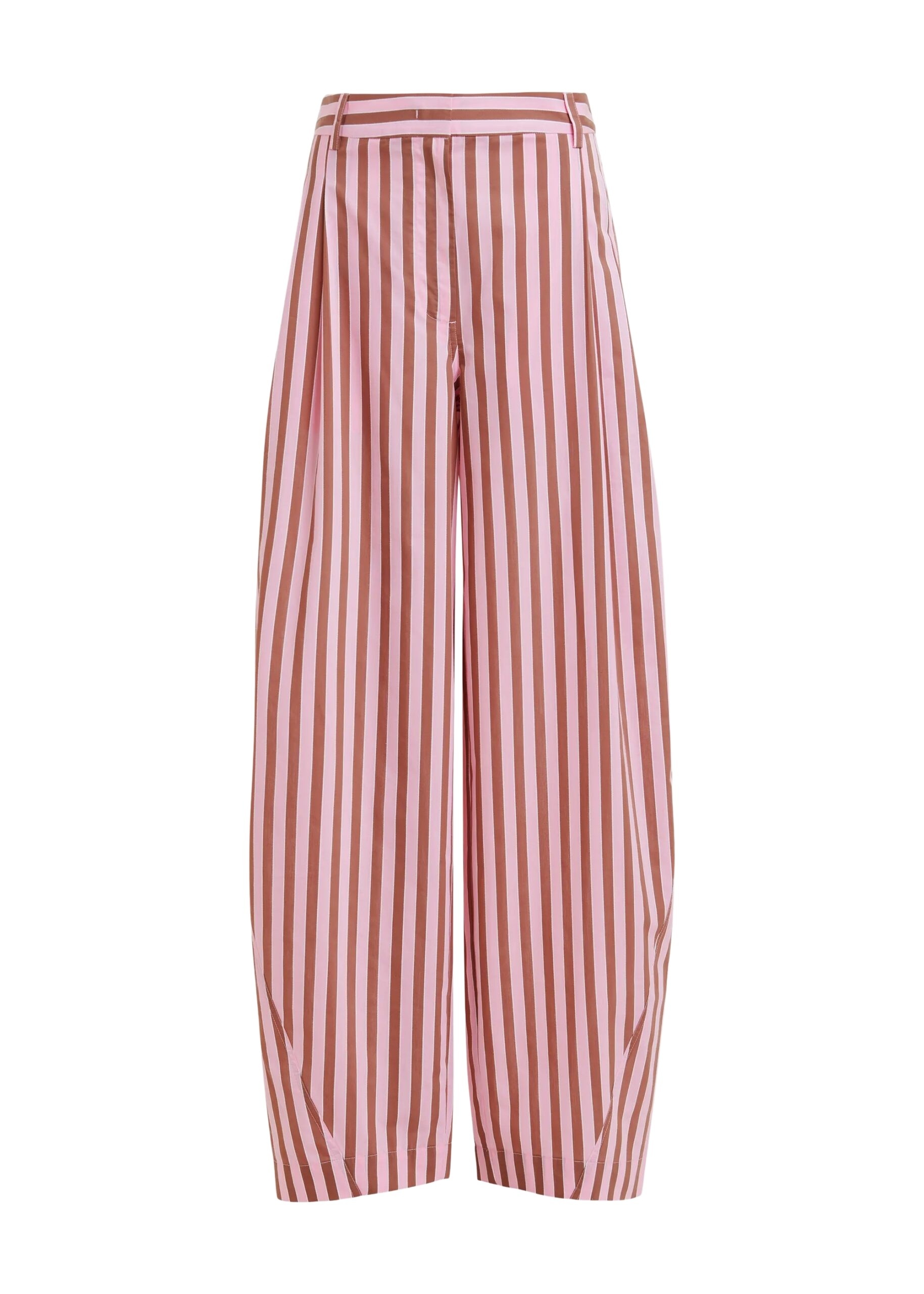 Pink and brown striped tapered-leg pants