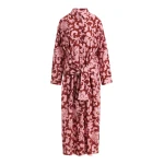 Pink and dark red cotton shirt dress with faux-sleeve detailing