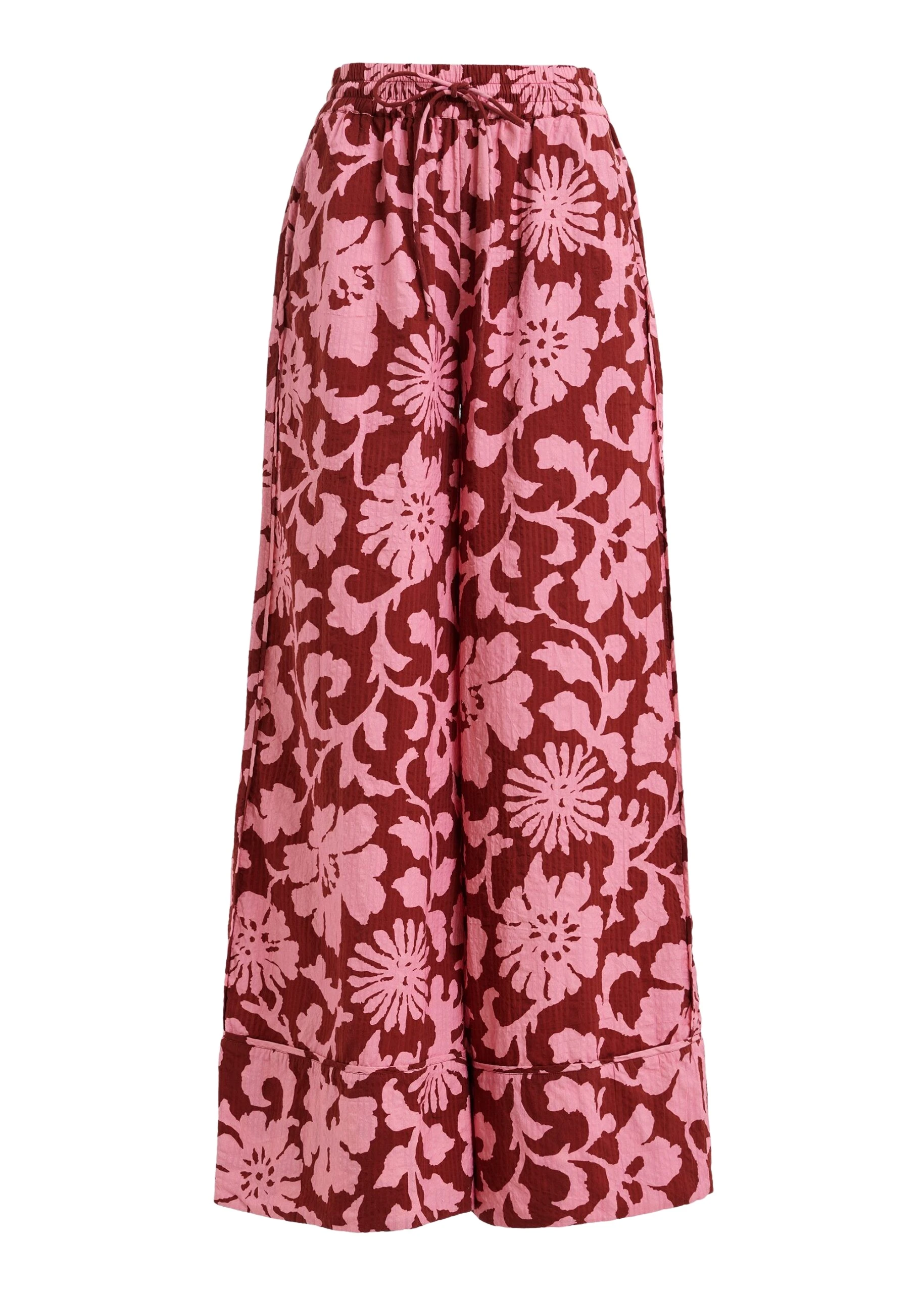Essentiel-Antwerp-Pink-and-dark-red-wide-leg-pants-with-contrast-stitching-scaled31027_nobg Pink and dark red wide-leg pants with contrast stitching