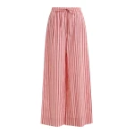 Pink and red striped cotton wide-leg pants