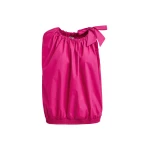 Pink asymmetric top with neck tie ribbon