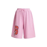 Pink cotton-blend Peanuts™ shorts with letter appliqué