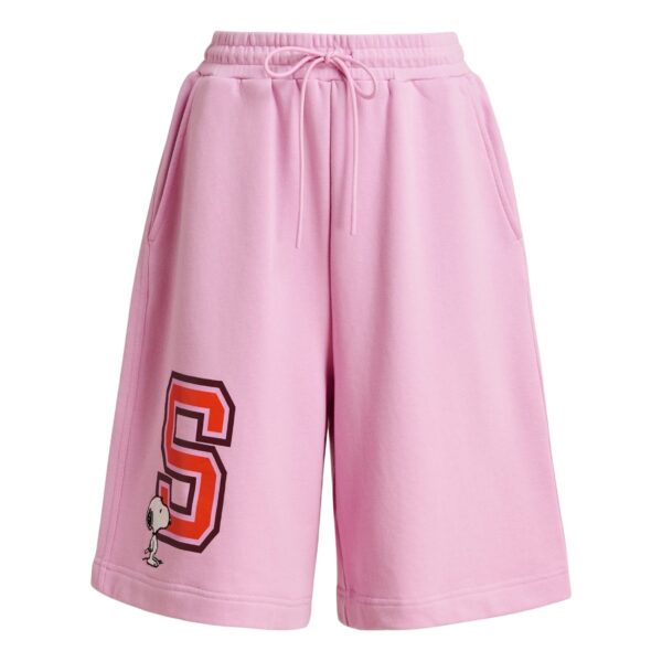 Pink cotton-blend Peanuts™ shorts with letter appliqué