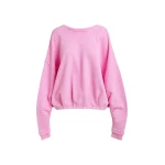 Pink cropped cotton sweatshirt with wrapback detail