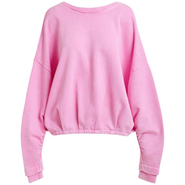 Pink cropped cotton sweatshirt with wrapback detail