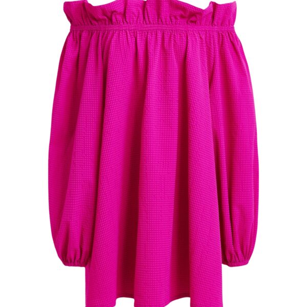 Pink off-the-shoulder mini dress