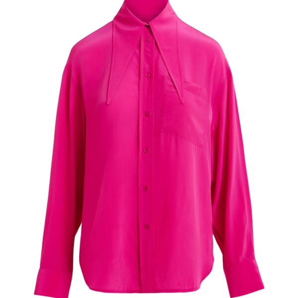 Pink oversized tie-collar shirt