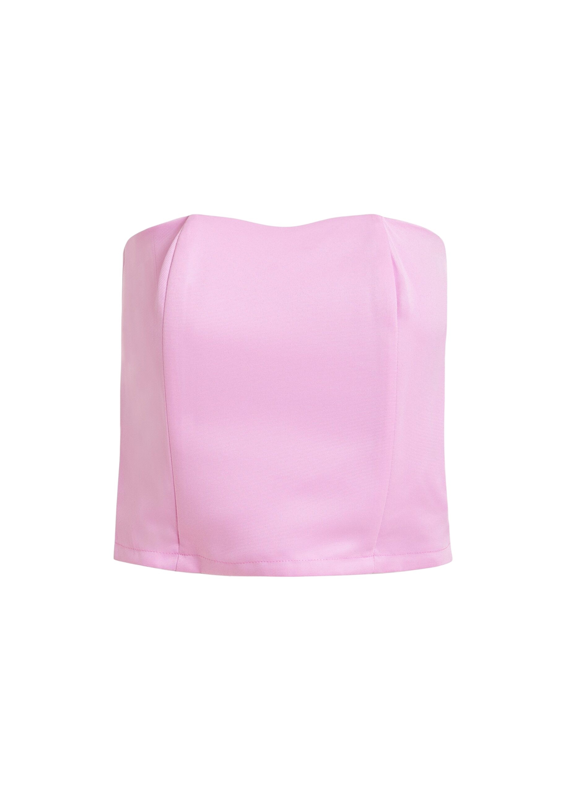 Pink sculpted bustier top with smocked back