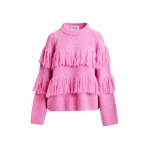 Pink sweater with fringe details