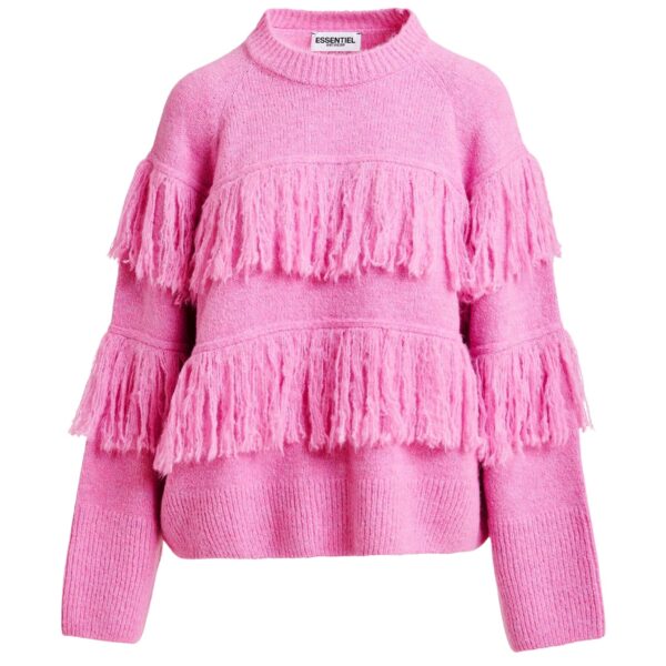 Pink sweater with fringe details