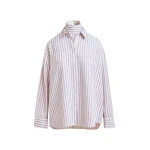 Purple and off-white oversized shirt with rhinestone embellishments and layered bib