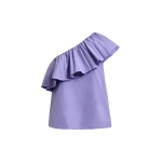 Purple asymmetric ruffle top