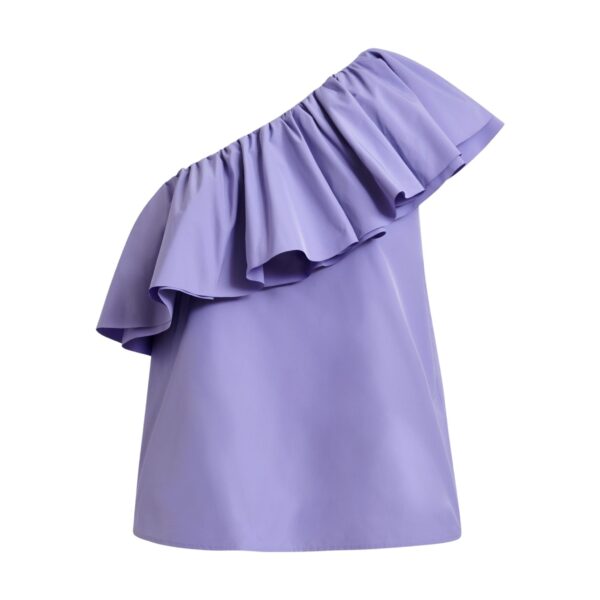 Purple asymmetric ruffle top