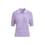 Purple bow-embellished knit polo