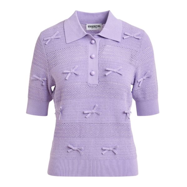 Purple bow-embellished knit polo