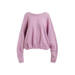 Purple cropped cotton sweatshirt with wrapback detail