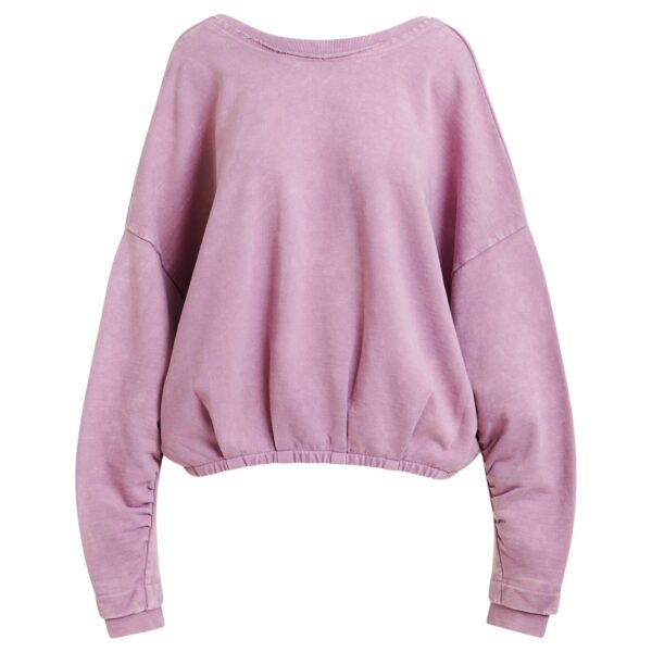 Purple cropped cotton sweatshirt with wrapback detail