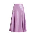 Purple faux leather midi skirt