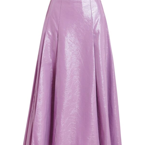 Purple faux leather midi skirt