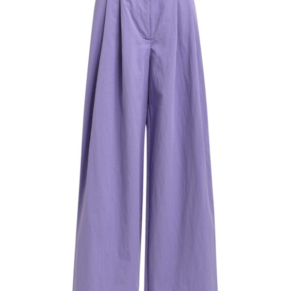 Purple pleated wide-leg pants