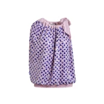 Purple sequin-embellished asymmetric top with neck-tie ribbon