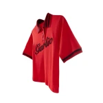 Red and burgundy garlic-embroidered polo