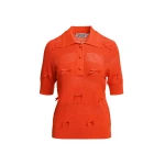 Red bow-embellished knit polo