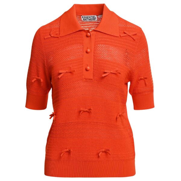 Red bow-embellished knit polo