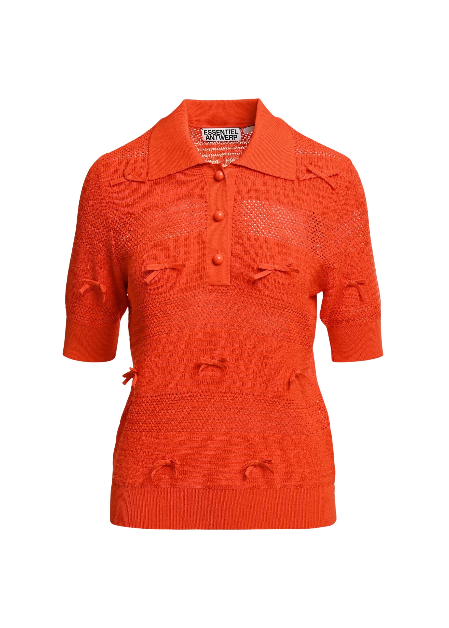 Red bow-embellished knit polo
