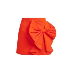 Red cotton-blend mini skirt with appliquéd bow